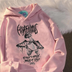 Moodne kapuuts Harajuku Y2K Top Harajuku Retro Demon Punk Streetwear Gooti Anime pikkade varrukatega dressipluus fliisist topp M