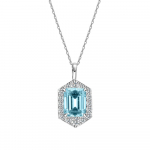 Teemantkomplektiga akvamariinist kaelakee naistele 925 Sterling Silver 7 *9 mm k&otilde;rge s&uuml;sinikusisaldusega teemant s&uuml;nteetilisest v&auml;&auml;riskivist rangluu kett