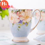 Tere Nordic Pastoral Bone China Suure mahutavusega kohvipiimakruus Cafe Creative Keraamiline k&auml;sitsi maalitud lilleline teetass Vintage teetseremoonia