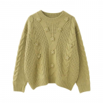 Naiste mood p&auml;rlilillede aplikatsioonidega lahtiselt kootud kampsun Vintage O kaelusega pikkade varrukatega Naiste pulloverid &scaron;ikkad topid C-163 One Size armee roheline v&auml;rv