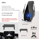 Car Phone Holder For Mercedes-Benz C-Class/GLC2015- screen navigation bracket magnetic new energy wireless charging for benz V 15-18 black