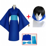 2. hooaeg Anime Demon Slayers Kimetsu No Yaiba Cosplay Kost&uuml;&uuml;m Inosuke Hashibira Zenitsu Tanjirou Kimono Halloweeni riided S-(Suit+Wig) tumesinine v&auml;rv