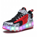 LED-laetavad laste rulluisukingad koos topeltrattakingadega Sport Sneaker Heely 30 valge
