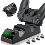 Laadimisdokk PS4 kontrolleri jaoks koos 4 mikro-USB dongliga kahe kiire kontrolleriga laadija Playstation 4/PS4 Slim/PS4 Pro jaoks