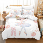 3D balleti t&uuml;druku voodipesukomplekt Cartoon Girl tantsutekk ja padjap&uuml;&uuml;r 2/3 tk AU140 * 210 &uuml;he-/kahe voodiga p&uuml;hadekingitus t&uuml;drukutele Pehme kodutekstiil UK Single 135x200cm