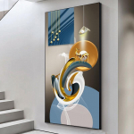 kaasaegne Abstraktne Kuldhirv Heledad luksuslikud fooliumijooned Plakatid Prindid L&otilde;uendimaalid Seinakunst elutuppa Kodukaunistus Cuadros 20x30cm No Frame mandariini kollane v&auml;rv