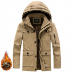 Talvine meeste vabaaja tuulekindel jope Moodne ja soe pehme puuvillane jope Suure suurusega puuvillane jope M khaki