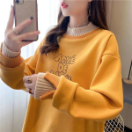 Naiste dressipluus, s&uuml;gisene paksendatud soe, lahtine kaheosaline tops, poolk&otilde;rge kaelusega kapuutsita pullover M orange