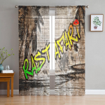 Nostalgia Aafrika t&uuml;llkardinad elutuppa Prinditud Sheer Voile kardin Magamistoa akende varjestus kardinad Rulood Kodukaunistus W135 x H115cm x1