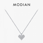 Modiani s&auml;delev s&uuml;dameripatsiga kaelakee naistele 925 Sterling h&otilde;bedane s&auml;rav l&auml;bipaistev Cz luksusbr&auml;ndi pulmaehted h&otilde;be