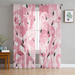 Roosad Flamingo l&auml;bipaistvad kardinad magamistoa elutuppa Voile aknakardinad T&uuml;llkardinad lastetuppa 135W x 114H(cm)