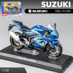 1/12 SUZUKI GSX-R1000 mootorratta sulamist survevalu m&auml;nguasi mootorratta auto mudel, &uuml;henduspea kummist rehviga mootorrattas&otilde;iduk poisile kingitus 1/12-17x8.6x6cm sinine