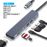 T&uuml;&uuml;p C dokkimisjaam USB C jaotur kuni 4K 30Hz HDMI-ga &uuml;hilduv USB 3.0 jaoturi adapter PD 100W laadimine Macbook Pro s&uuml;learvuti PC tarvikud