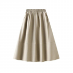 Qooth Women Vintage PU kunstnahast vihmavarjuseelik Temperament elastne v&ouml;&ouml;koht A-line pikk seelik s&uuml;gistalveks QT2254 One Size must