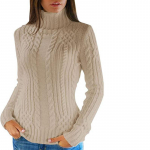 Naiste Pehmed, soojad kilpkaelusega, p&otilde;hjaga ka&scaron;miirist kampsunid, topid Korea &otilde;hukesed, talvised soojad kootud pulloverid džemprid L aprikoosi