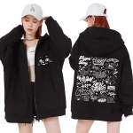 Korea uued teksad Bunny Kawaii Graafilised lukuga kapuutsid Mood Kpop Stiilis Armas kapuuts Meeste Naiste vabaaja jakid T&otilde;mblukuga dressipluusid S