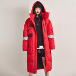 Talvepaaride sulejope Meeste kapuutsiga soe ja pikk parkmantel Valge pardi sulejope S