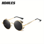 HdHues Unisex suure raamiga &uuml;mmargused punk-spordi polariseeritud p&auml;ikeseprillid, UV400 hall/kuld