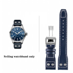 Kvaliteetne ehtsast nahast neetidega kellarihm 21 mm 22 mm, sobib IWC Big Pilot Spitfire TOP GUN jaoks pruunist sinisest veisenahast kellarihmad Blue-silver 22mm