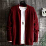 Kardigan pikkade varrukatega s&uuml;gisene &uuml;mara kaelaga vabaaja meeste kudum M