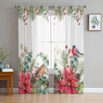 J&otilde;ulud Eukal&uuml;ptimarjad Robin Sheer kardinad lastele Magamistoa Elutoa Voile kardinad J&otilde;ulu k&ouml;&ouml;k T&uuml;llkardin 135W x 114H(cm)