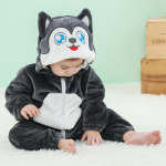 Baby Rompers Kigurumi Animal Leopard, Husky, Kaelkirjaku cosplay Kapuutsiga soe pidžaama v&auml;ikelastele poistele T&uuml;drukutele Riided Vasts&uuml;ndinu magamisriided Pidžaama riided 80