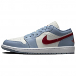 Air Jordan 1 Low Blue Whisper Dune Red Naiste tossud Valge Sail Sinakashall DC0774-164 36