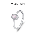 MODIAN Real 925 Sterling Silver klassikaline elegantne ovaalne vikerkaare v&auml;rviline tsirkooniumoksiidist s&otilde;rmus naistele pulmakihlus peened ehted 5 roosa