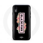 Coque pour Iphone XS Blackpink Groupe de K-pop Logo Noir Rose Fond Noir
