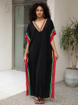 EDOLYNSA Musta tr&uuml;kiga l&otilde;dvestunud Kaftani naiste r&uuml;&uuml; kaftanist riietus puhkuseks Boho ujumistrikoo kattev kaftan Homewear majakleit Q1615 One Size mitmev&auml;rviline