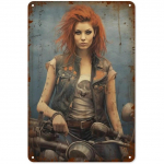 Metallist plekksildid Pin Up T&uuml;drukud Naised Mootorratas Vintage Naljakad kunsti seinakaunistused koju Mees Koobas Garaaž Kohvik Baarid Klubid Pubid 20x30cm