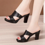 Suvised kontsadega sussid Naiste kingad Naiste sandaalid Peep Toe Outside Naiste kummist sussid Naiste platvormiga sandaalid 39 must