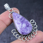 Natural Lepidolite Stone Handmade 925 Sterling Silver Jewelry Pendant 2.36 f3f09