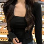 Fishbone Line Dralon U kaelusega T-s&auml;rk naistele, alumine s&auml;rk, sisemine s&auml;rk, Pure Desire, l&uuml;hike, pikkade varrukatega topp, kevad, &otilde;... S must