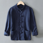 Vabaaja meeste hiina stiilis s&auml;rgid Traditsiooniline Kung Fu Tai Chi s&auml;rk mantel Tang &uuml;likond &uuml;htne jakk Meeste riided XXL sinine