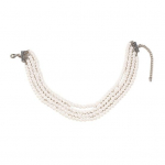 Naiste kaelakee kunstp&auml;rlitega kaunistustega neljakihiline reguleeritava pikkusega, lausv&auml;rvi roostevabast terasest kaelakaunistusega ehted, promopeo pidulik pruudi kaelakee valge