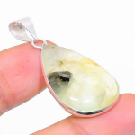 Natural Prehnite Gemstone Handmade 925 Sterling Silver Gift Pendant 1.65 l2l27