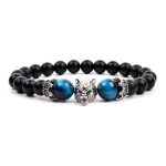 Hunt Charm K&auml;ev&otilde;rud Meeste Naturaalsed Mustad Ahhaatid Oon&uuml;ksist Kivist K&auml;ev&otilde;ru Vapper Sinine Tiigrisilm Elastne 8 mm Helmed Ehted Helmestega Pulsera 19cm-7.5inch