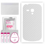 apgo Protective Skin Sticker for the back compatible with Samsung Galaxy S3 mini i8190, Wrap Film, Foil, Vinyl - Pattern Transparent Carbon