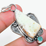 Natural Chrysoprase, Chalcedony Gemstone 925 Sterling Silver Pendant 2.29 k0c22