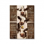 Naljakad tualettruumi reeglid Seinakunst L&otilde;uend Maalimine Vannitoa Loom Lehm Eesel Kaelkirjak Plakatid ja Prindid HD Pilt Vannitoa kodukaunistus 21x30cm No Framed