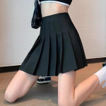Suvine kevadmood Femlae T&uuml;drukute seelikud T&otilde;mblukk Solid A-line Miniseelikud Vabaaja plisseeritud seelik Naiste seelikud XS must