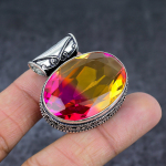 Natural Bi-Color Tourmaline 925 Sterling Silver Jewelry Pendant 1.58 k3e04
