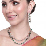 Estele roosa kullaga kaetud CZ smaragdvalgest kivist l&auml;ikiv kaelakee komplekt t&uuml;drukutele/naistele