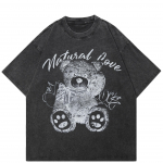 2024 Streetwear Sketch Bear Graphic Unisex T-s&auml;rk Puuvillane Pestud Must Ts&auml;rk Unisex Topid Tees Suvine l&uuml;hikeste varrukatega T-s&auml;rk S must