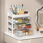 Sahtel ehete meigihoidik Suure mahutavusega l&auml;bipaistev meigihoidik Mitmekihiline multifunktsionaalne t&ouml;&ouml;laua korraldaja 4layer-22x16.5x26.5cm