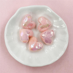 19 * 16,5 mm isetehtud akr&uuml;&uuml;list l&otilde;igatud armastushelmed macaron ehete aksessuaariks 5 tk k&auml;ev&otilde;ru helmeid virsiku s&uuml;damekujulised lahtised helmed mobiiltelefoni keti materjalid roosa