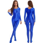 Naiste l&auml;ikiv pikkade varrukatega kombinesoon Solid Stretch Full Bodysuit Rompers Clubwear XL sinine