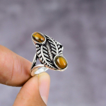 Natural Tiger Eye Gemstone Handmade 925 Sterling Silver Ring Size 7.5 f8a28