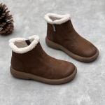 Johnature Retro k&auml;sitsi valmistatud ehtsast nahast &uuml;mara ninaga l&uuml;hikesed saapad vabaaja &uuml;hev&auml;rvilised pehme tallaga mitmek&uuml;lgsed naiste saapad 40-Plush kohv